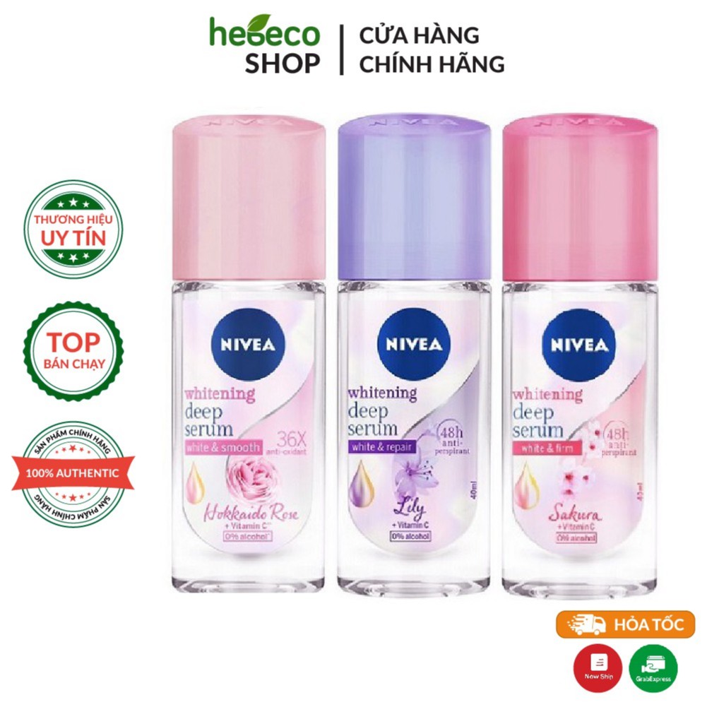 Lăn Khử mui Nivea dưỡng trắng cho Nữ 40 ml ( các Hương khác nhau )