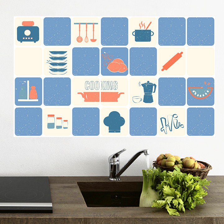 Giấy dán tường nhà bếp, miếng dán bếp chống bắn dầu mỡ, chịu nhiệt cao 2459