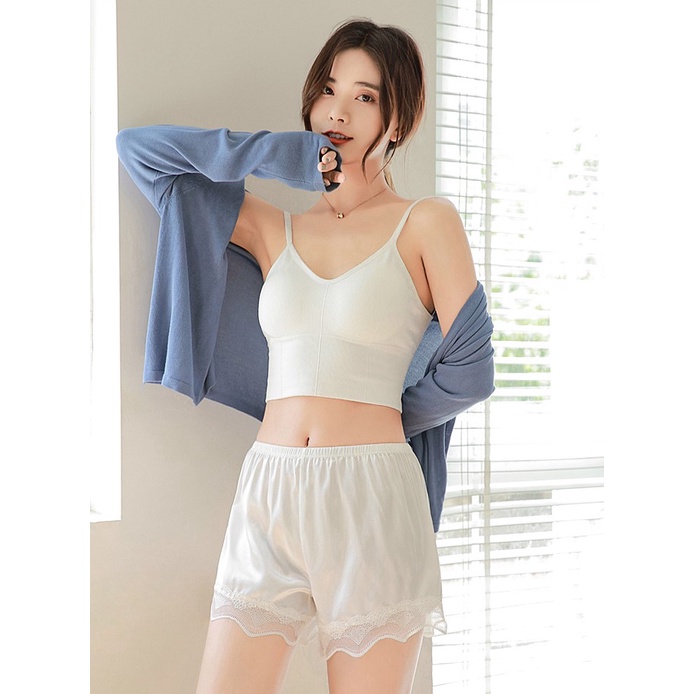 Quần lót váy nữ bảo hộ vải ren phối satin bóng, có thể mặc ngoài, thoải mái, thoát mát (MS 08006) Anna Shop