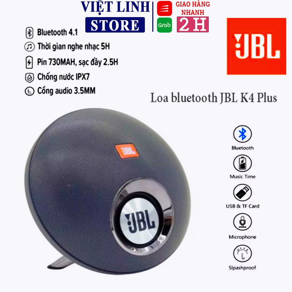 Loa Bluetooth mini K4 Plus, Bass êm, âm trong, thon gọn, cầm tay du lịch, dáng đứng được - Việt Linh Store