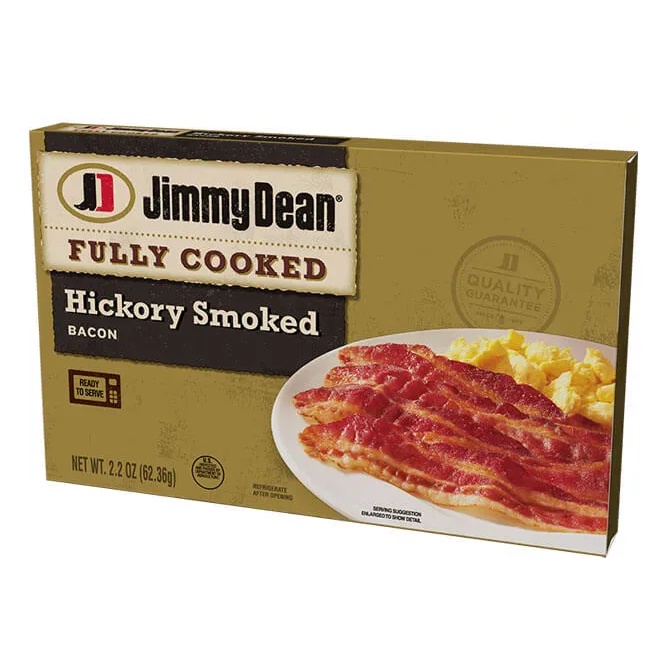 [HÀNG MỸ - DATE 6/2022] Thịt xông khói đóng hộp Fully Cooked Bacon: Hickory Smoked Bacon Jimmy Dean 62,36G