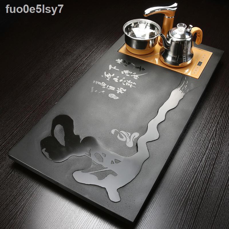 ◊ ▤∋☏đầy đủ Khay trà Wujinshi tự động, đá nhiên, bếp từ, biển một khối đá, bàn nhỏ dùng trong gia đình