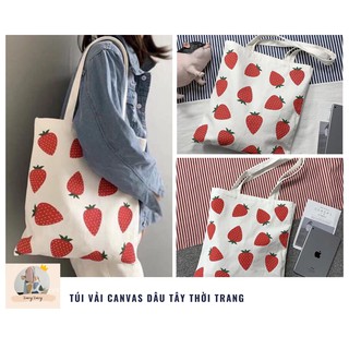 Túi vải canvas Dâu Tây thời trang