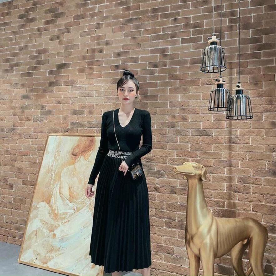 Chân Váy Dạ Dáng Dài Nữ Xếp Ly TEMA - Chân Váy Xếp Ly Cạp Chun Siêu Xinh | BigBuy360 - bigbuy360.vn