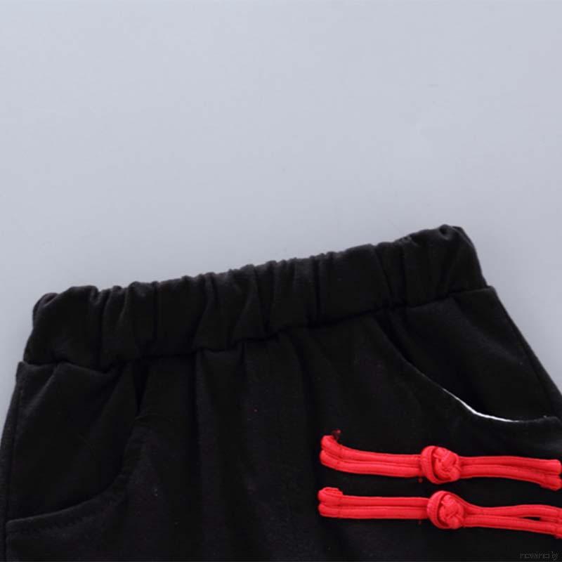 Set áo ngắn tay cổ trụ họa tiết phong cách Trung Hoa kèm quần cho bé