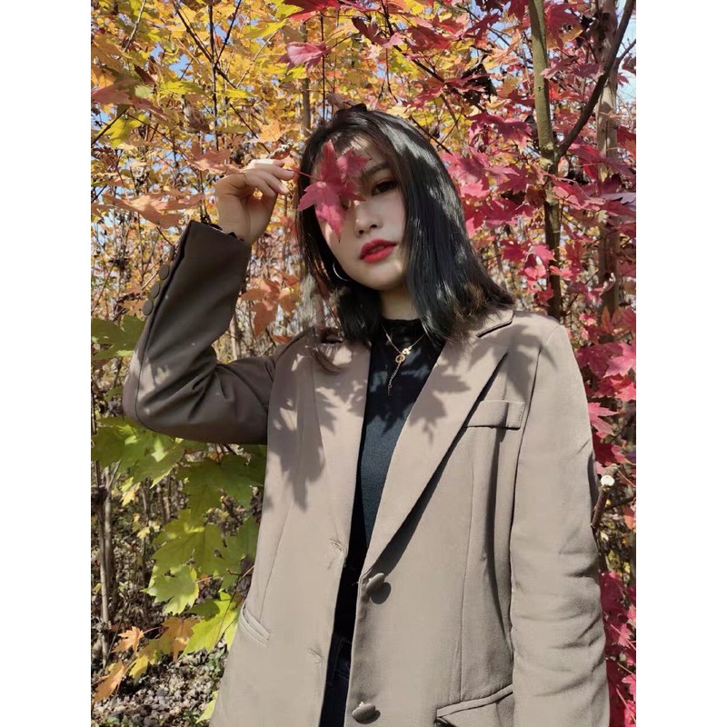 Hàng có sẵn ) Siêu phẩm Áo Blazer màu nâu cao cấp chất vải đẹp (có ảnh chụp thật) | BigBuy360 - bigbuy360.vn