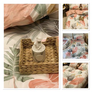 Bộ chăn ga gối Cotton Poly Các mẫu Hoa - Mẫu Cam và hoa lá nhẹ nhàng.