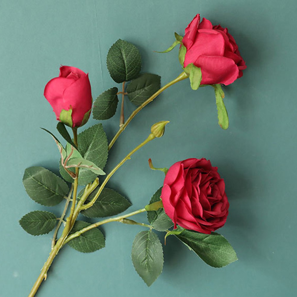 1 Nhánh Hoa Hồng Nhân Tạo DIY Trang Trí Nhà Cửa / Tiệc Cưới