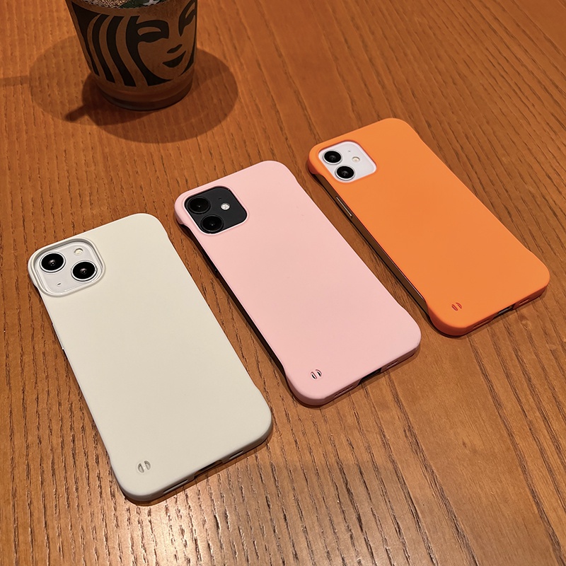 Ốp Điện Thoại PC Cứng Nhám Màu Trơn Không Viền Cho iPhone 14 13 12 11 Pro Max XS XR X 8 7 Plus