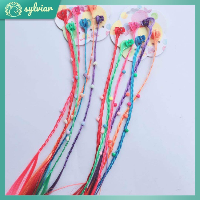 Set 6 Kẹp Tóc Giả Nhiều Màu Sắc Dành Cho Bé Gái