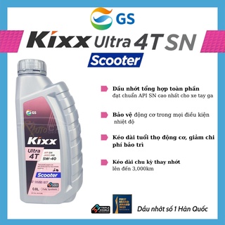 [Nhớt Xe Tay Ga] Kixx Ultra 4T SN 5W-40 0.8L Tổng Hợp Toàn Phần - Nhập Khẩu Hàn Quốc