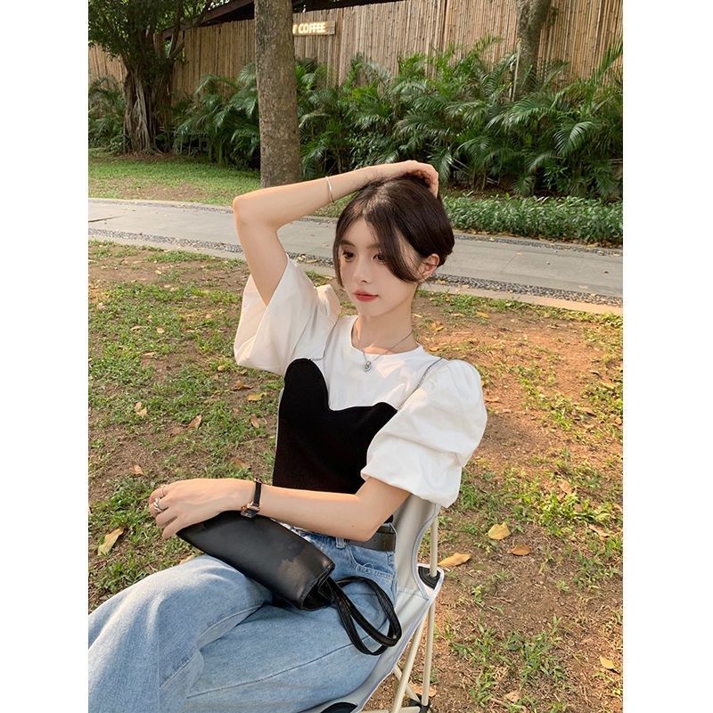 Áo Thun Tay Ngắn Phồng Thời Trang Mùa Hè 2022 Cho Nữ
