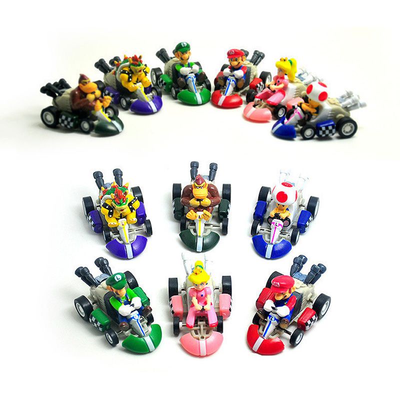 Set 6 Mô Hình Nhân Vật Game Super Mario Bros Kart 5.5cm