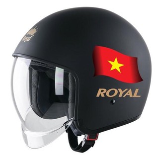 Nón bảo hiểm 3/4 kính âm royal m139 đen nhám cờ việt nam