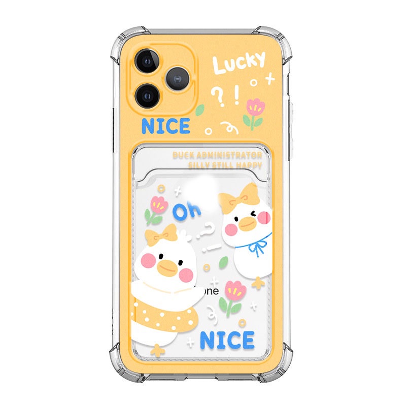 Ốp lưng iphone ốp Điện Thoại Họa Tiết Hoạt Hình Chú Vịt Kèm Ngăn Đựng Thẻ Cho iPhone 14 13 12 11 PROMAX XS XR XSMAX SE2020 6 7 8P