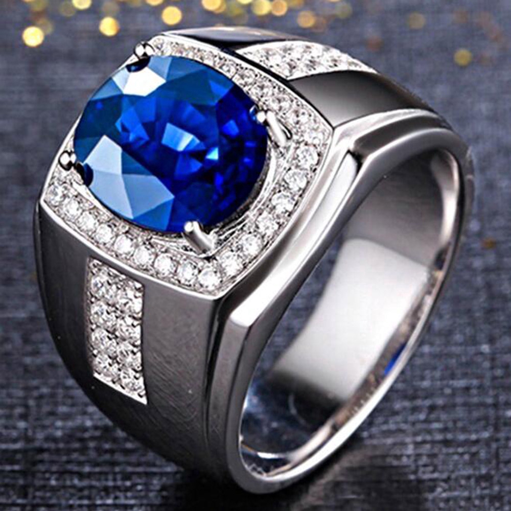 Nhẫn Nam Bạc Đính Đá Zircon Thời Trang