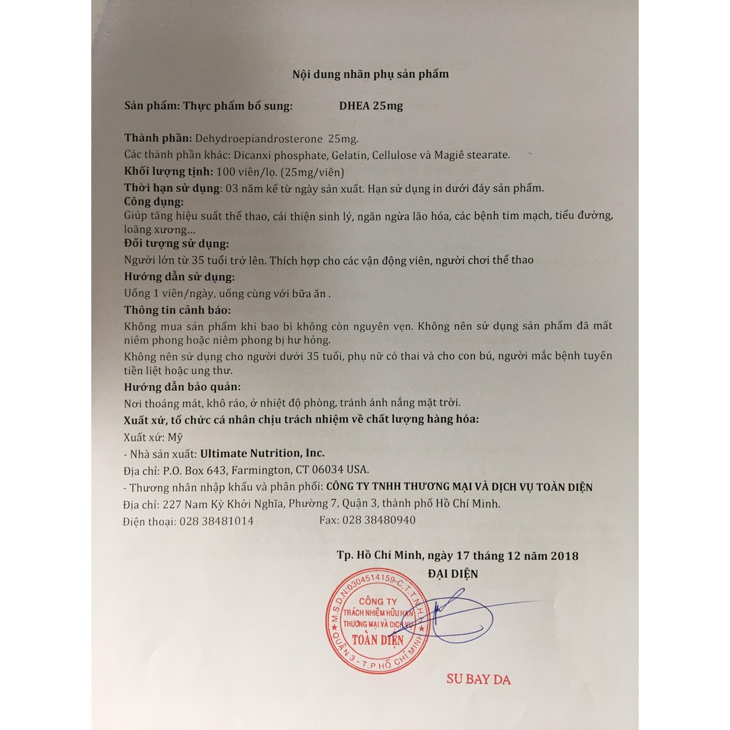 Viên uống tăng cường hoocmon sinh lý nữ DHEA Ultimate Nutrition - Cải thiện tình trạng nội tiết tố nữ giới (Lọ 100 viên)