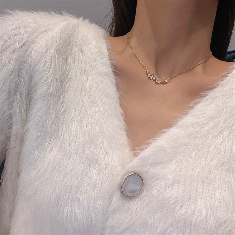 Dây chuyền mặt hoa Zircon phong cách mới thời trang mùa hè cho nữ