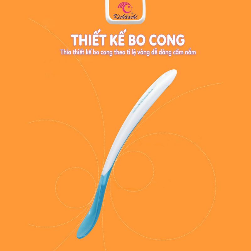 Thìa báo nóng silicon cho bé ăn dặm Kichi (Kichilachi) Nhật Bản