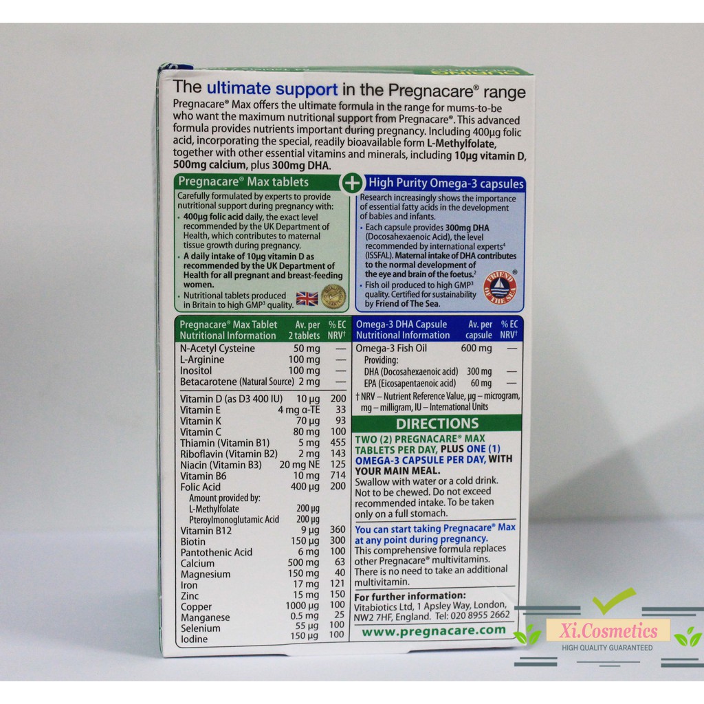 Vitamin tổng hợp cho bà bầu Pregnacare max hộp 84 viên
