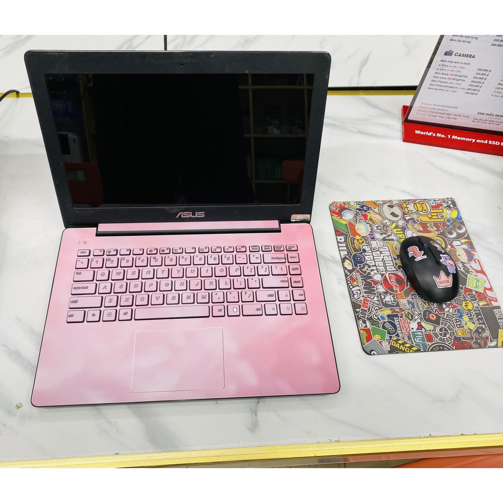 Laptop Asus X453 Ram 4Gb Skin Hồng Cute Mỏng nhẹ Tặng Chuột + Balo