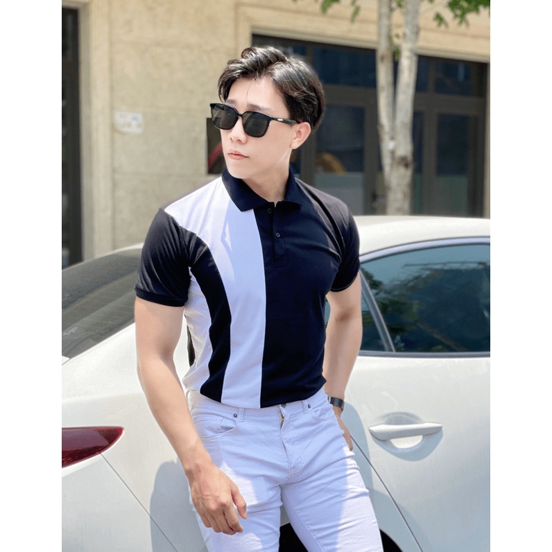 ÁO THUN NAM PHỐI HỌA TIÊT CHÉO ĐEN PHONG CÁCH SOÁI CA HÀN QUỐC THỜI TRANG VALENTINA