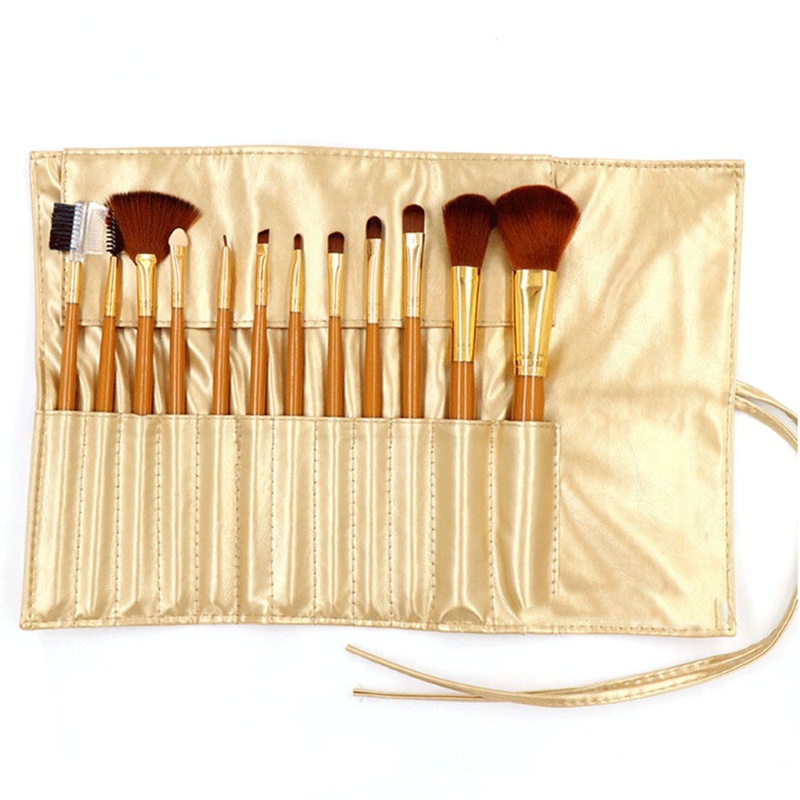 Set 12 Cọ Trang Điểm Phấn Mắt Lông Mày Kèm Hộp Đựng Bằng PU Tiện Lợi YOUYO