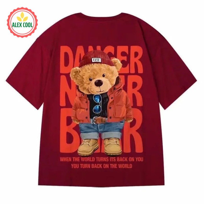 Áo thun nam, áo phông nam tay ngắn cổ tròn chất cotton co giãn 4 chiều hình gấu bông alex cool | BigBuy360 - bigbuy360.vn
