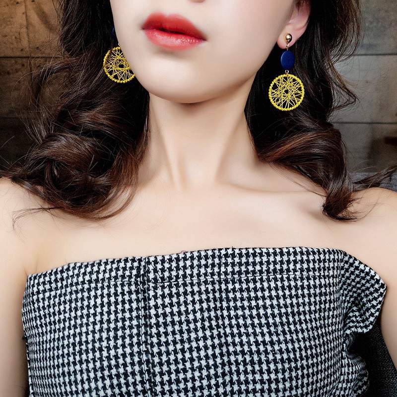 Khuyên tai dáng dài phối hạt thiết kế độc đáo thời trang cho nữ