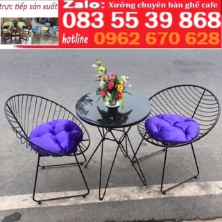 Bàn ghế cafe ngồi ban công thư giãn, dường kính ghế 65cm