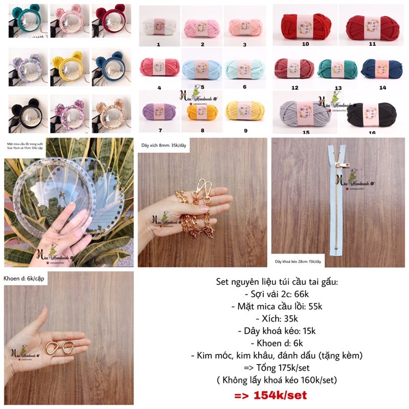 Set nguyên liệu túi cầu tai gấu (CÓ VIDEO HƯỚNG DẪN)