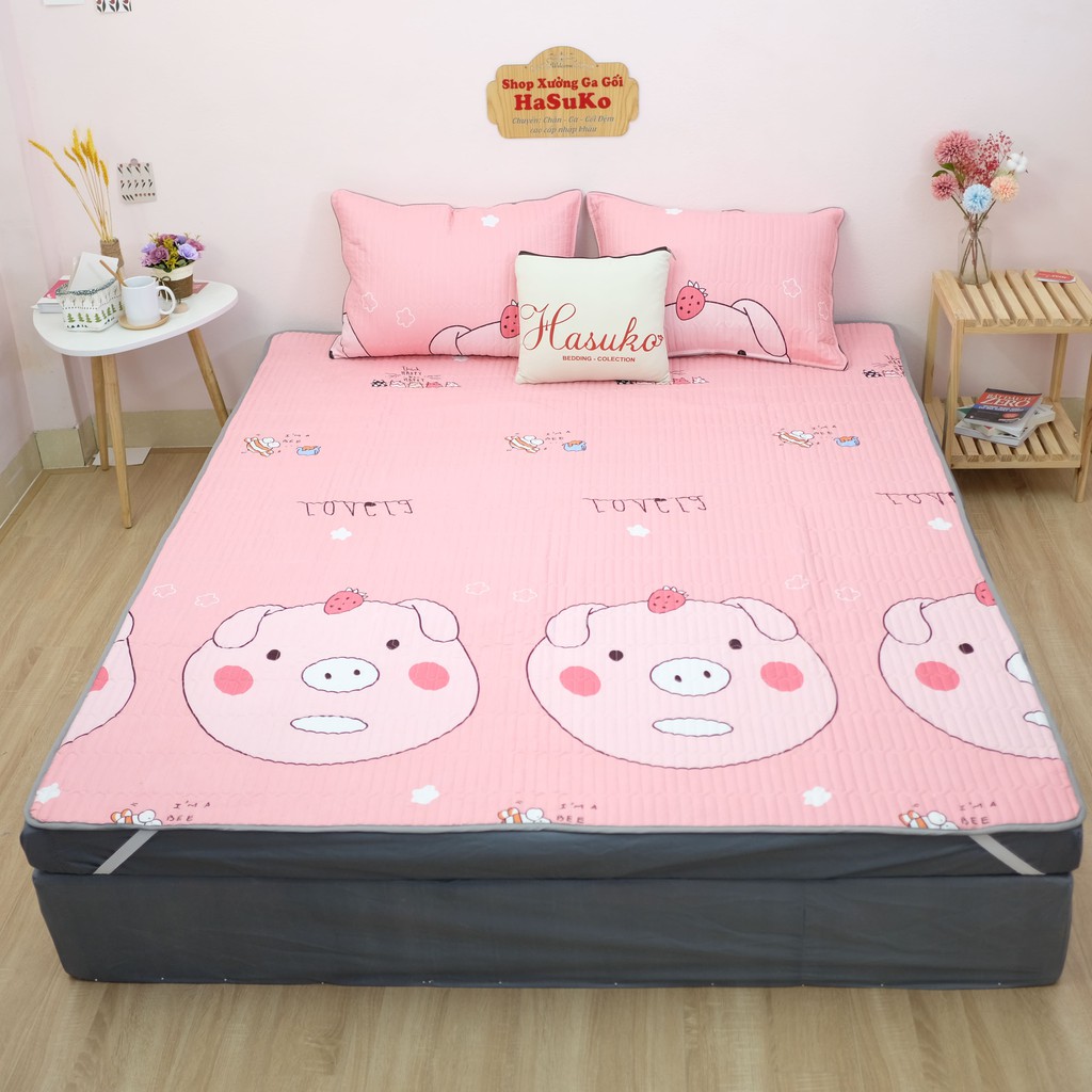 Chiếu đũi điều hòatrần bông 3 lớp HASUKO mẫu lợn hồng.thảm trải sàn ,drap giường đủ mẫu đủ kích thước