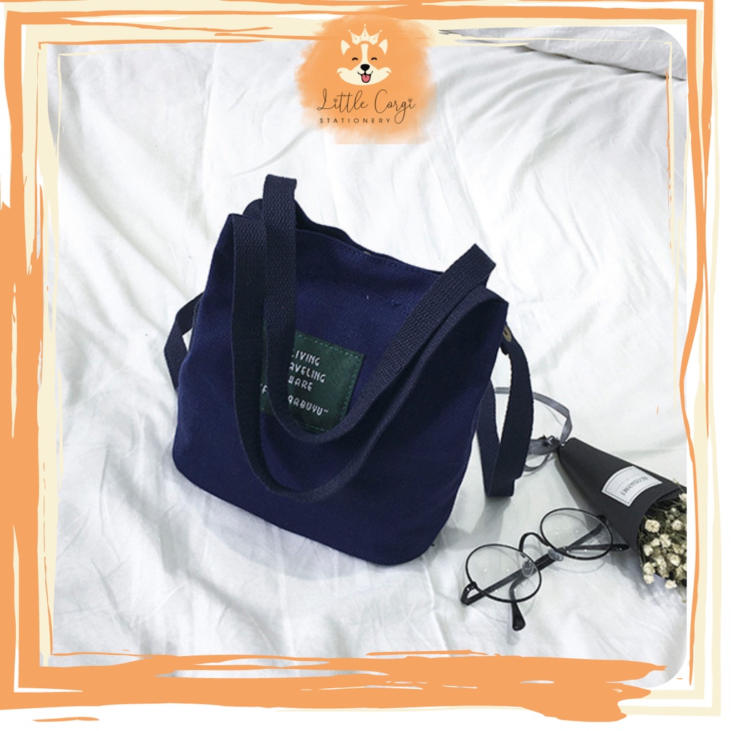 Túi canvas đeo chéo thời trang Hàn Quốc cho bé - Túi tote đeo chéo có quai xách