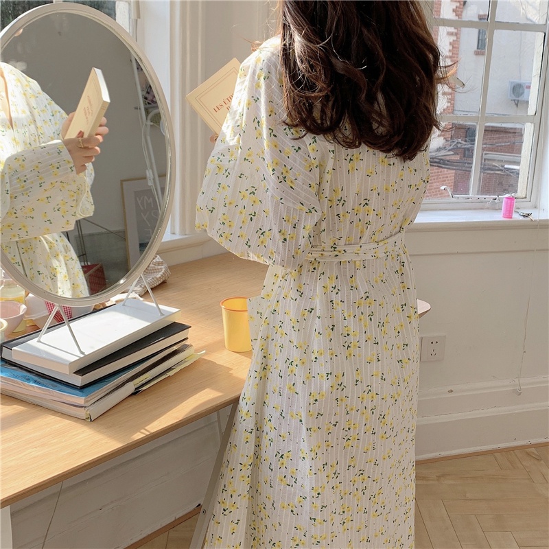 {Nightgown} Đầm Ngủ Kimono Dáng Dài Kiểu Nhật Bản Thời Trang Xuân Thu Mặc Ở Nhà Và Mùa Thu Cho Nữ Mặc Ở Nhà | BigBuy360 - bigbuy360.vn