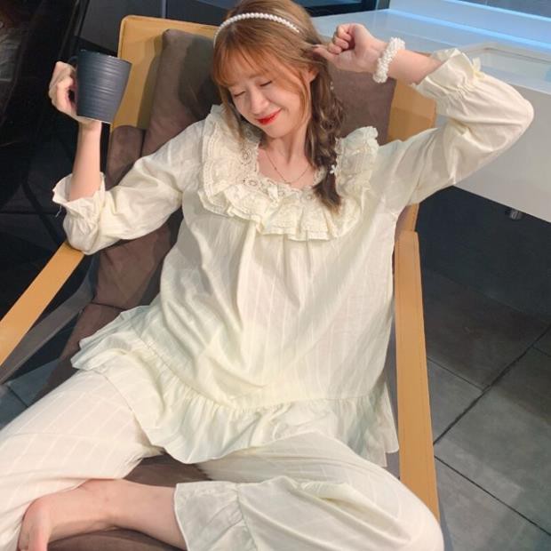 Đồ ngủ cao cấp ren viền cổ (có ảnh thật) - Sẵn 2 màu | BigBuy360 - bigbuy360.vn