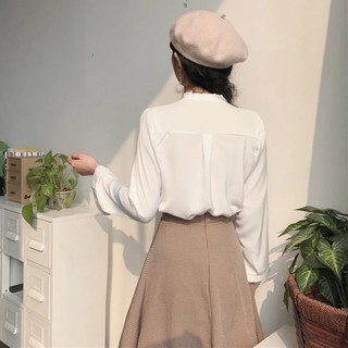 Áo sơ mi nữ cổ tim dài tay hàn quốc (oder) kèm ảnh thật