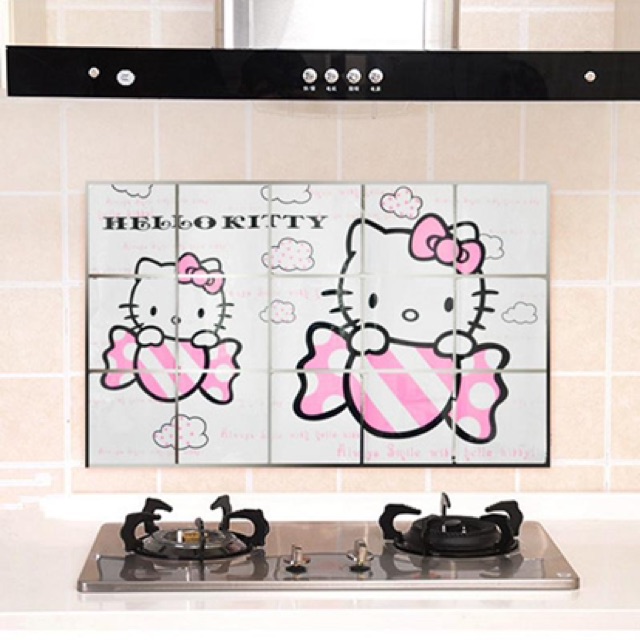 DECAL DÁN TƯỜNG CHỐNG DẦU HELLO KITTY