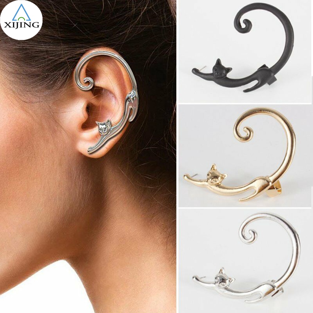 Bông tai kẹp hình mèo cá tính cho nữ