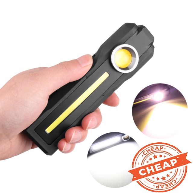 Đèn pin LED + COB cầm tay dạng gập hít nam châm cổng sạc USB tiện dụng