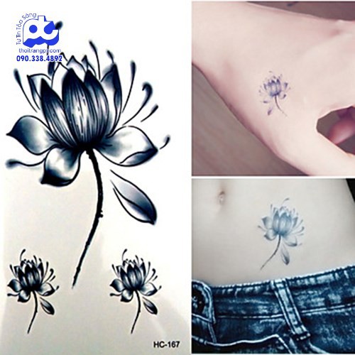 Hình Xăm Dán Tattoo Hoa Sen