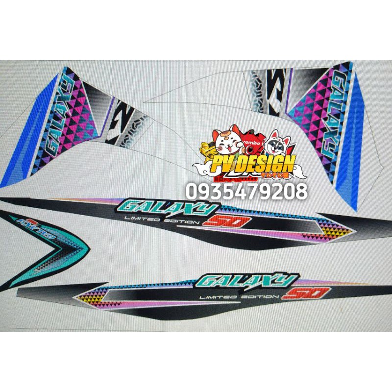 Tem galaxy 50cc xanh đen trắng