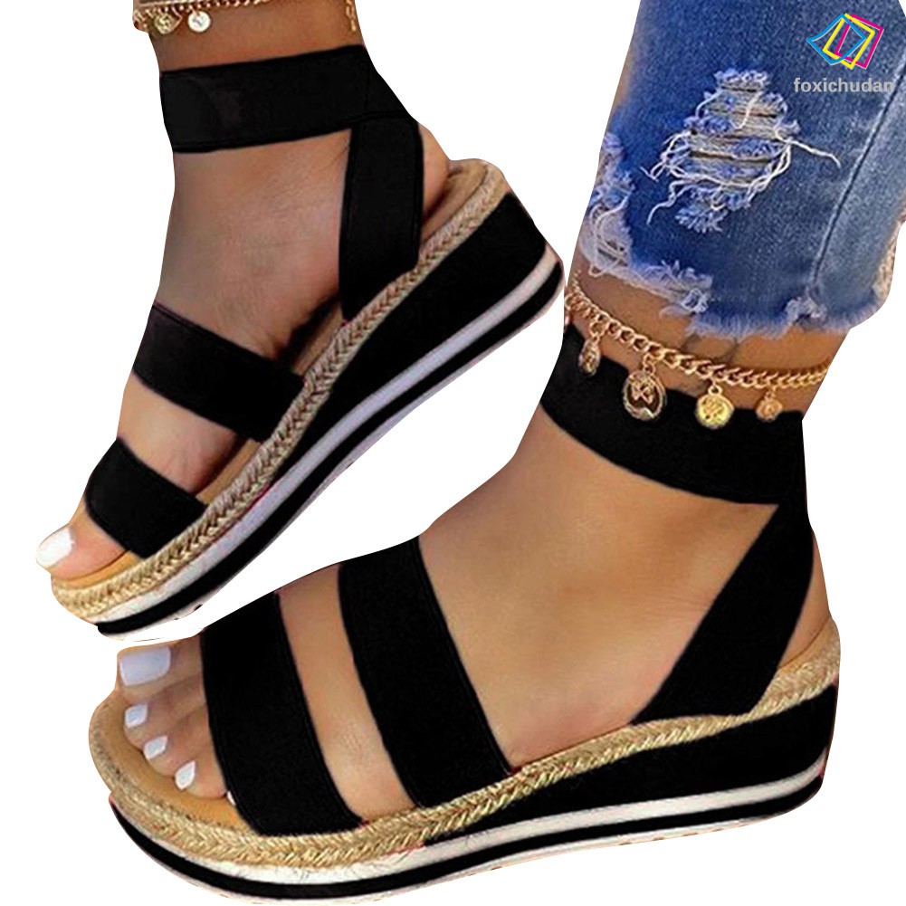 Sandal Đế Xuồng Đan Dây Chéo Thời Trang Hè Cho Nữ