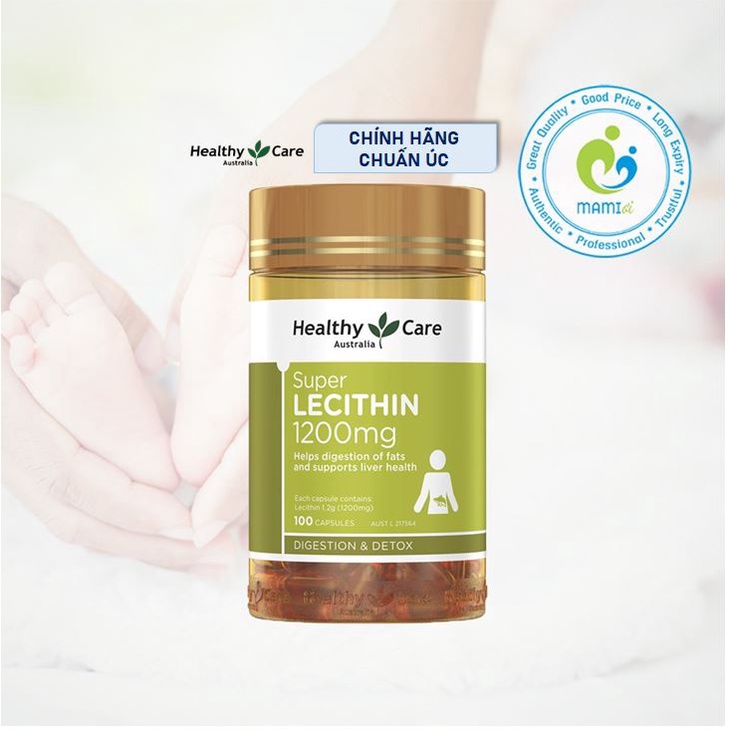 Mầm đậu nành (100v) tăng cường sinh lý, ngăn lão hóa cho phụ nữ trên 18 tuổi Healthy Care Super Lecithin 1200mg, Úc