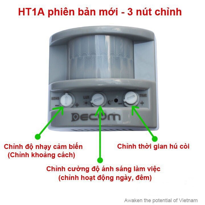 [CHUẨN DECOM] Báo động chống trộm hồng ngoại HT1A-S 3 nút chỉnh - Phiên bản 2021 chỉnh ngày đêm (BH 1 NĂM)