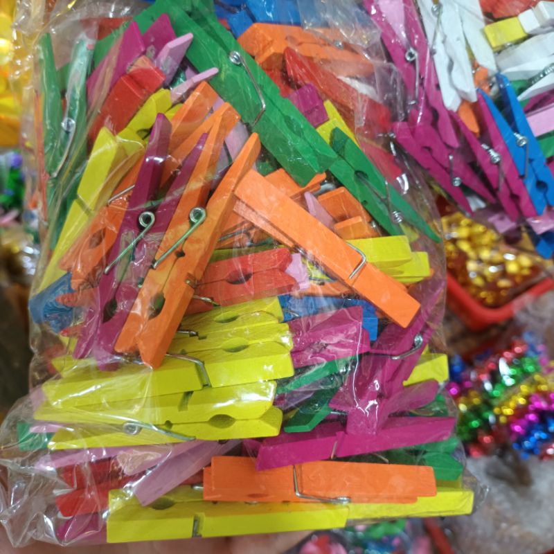 Túi 50 kẹp gỗ đủ màu trang trí handmade, treo tranh ảnh