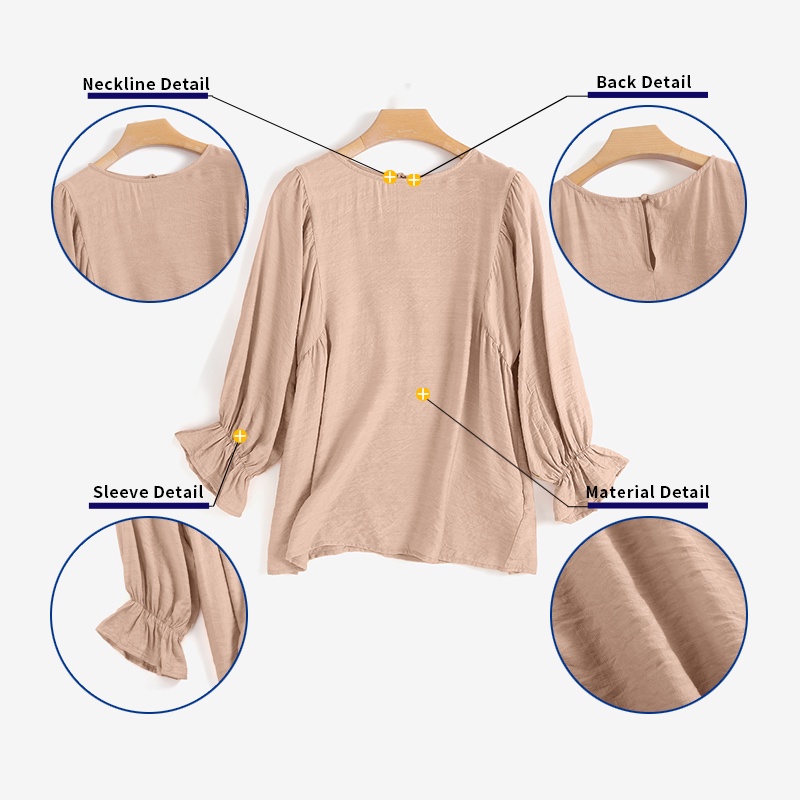 Áo ZANZEA tay dài cổ tròn dáng rộng co giãn sành điệu cho nữ