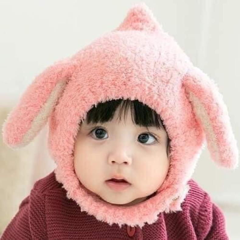 [FREESHIP] Mũ Lông Cừu Hình Tai Thỏ Cho Bé Siêu Ấm