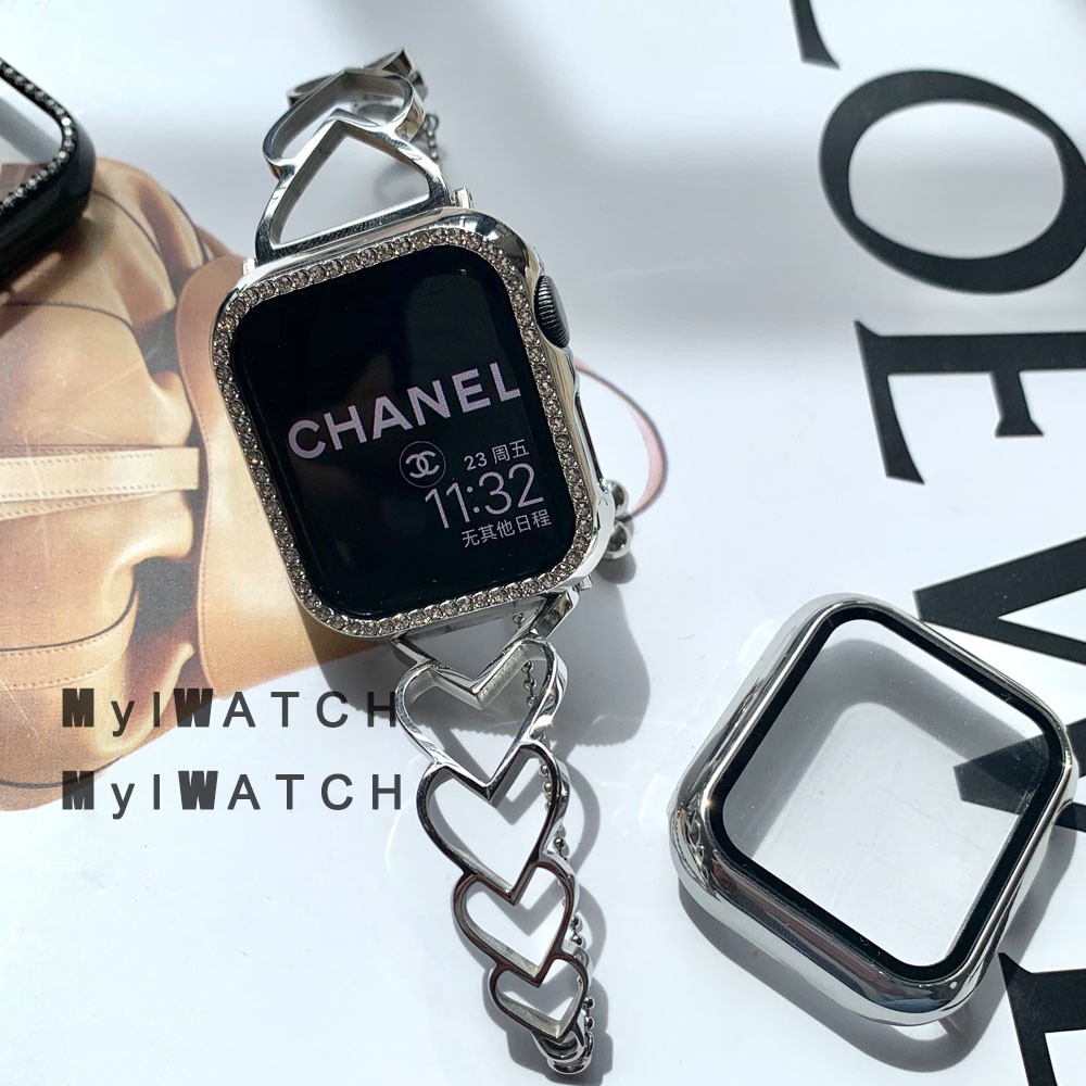 Dây đeo bằng thép không gỉ đính đá lấp lánh thích hợp cho đồng hồ Iphone Iwatch Series 4 3 2 1 38/40/42/44mm