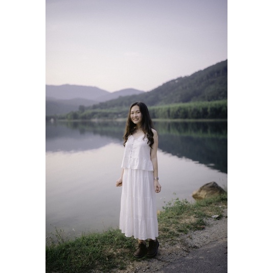 Chân váy xoè vải cotton mềm mại dáng dài vintage- Nhà Của Moon