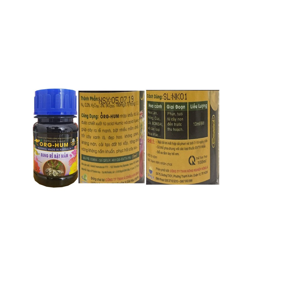 Phân bón lá đa trung lượng ORG-HUM Ra rễ Bật Mầm 100ml